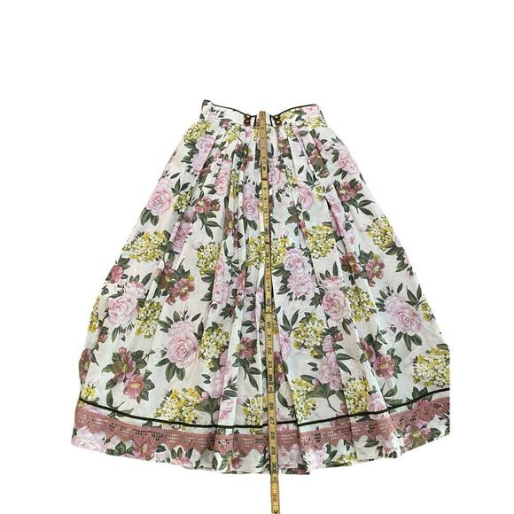 Trachtenmoden Alpentraum cotton and linen Floral Print A Line Skirt Size small - Picture 2 of 6